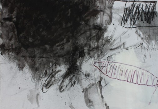 o.Titel - Pigmente, kreide, Farbstift auf Papier, 70 x 50 cm