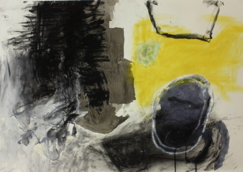 o.Titel - Mischtechnik auf Papier, 100 x 70 cm