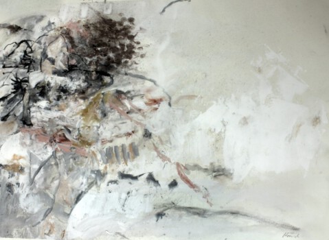 o.Titel - Mischtechnik auf Papier, 100 x 70 cm