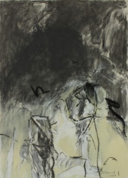 o.Titel, Kohle, Pigmente, Kreide, Dispersion auf Papier, 70 x 50 cm
