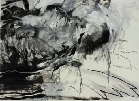 o.Titel. Dispersion, Kreide, Grafit auf Papier, 90 x 62 cm