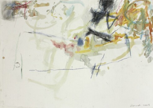 o.Titel, Aquarell, Farbstift auf Papier, 70 x 50 cm