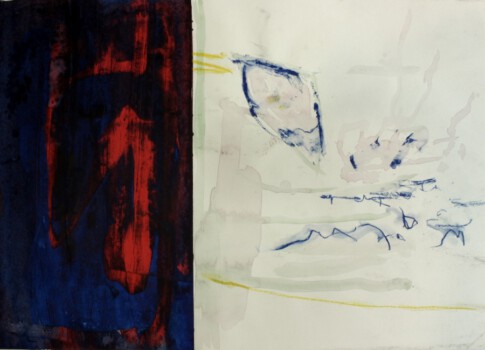 o.Titel, Acryl, Farbstift auf Papier, 80 x 60 cm
