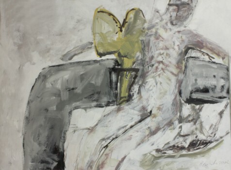 Sitzender, Mischtechnik auf Pappe, 100 x 80 cm