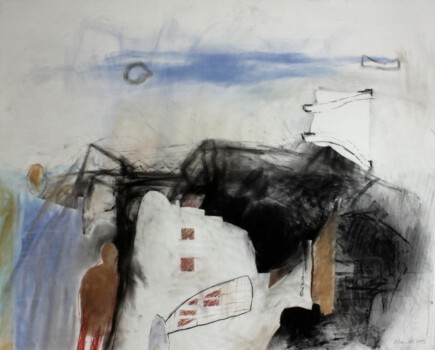 o.Titel, Pigmente, Kohle, Farbstift, Grafit auf Papier, 110 x 90 cm