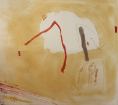o.Titel, Pigmente, Farbstift, Grafit auf Papier, 150 x 130 cm