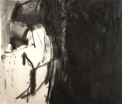 o.Titel, Pigmente, Kohle auf Papier, 150 x 130 cm