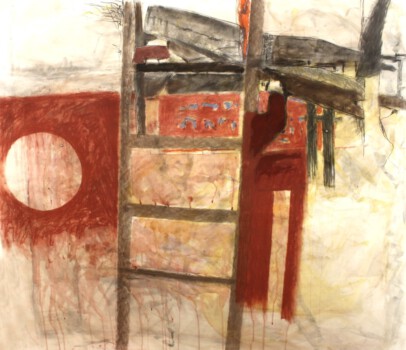 Himmelsleiter, Mischtechnik auf Papier, 150 x 130 cm