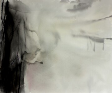 o.Titel, Acryl, Kohle auf Leinwand, 120 x 100 cm