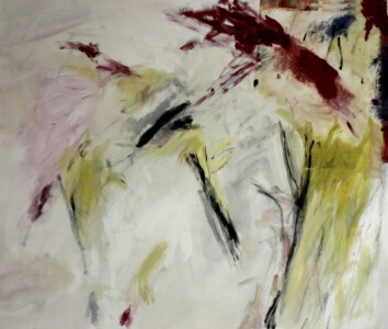 o.Titel, Öl, Grafit,Applikation auf Leinwand, 120 x 100 cm