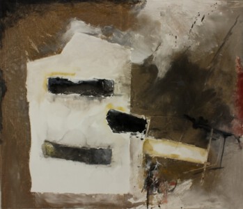 Vier Grabstätten - Acryl, Sand, Erde auf Leinwand, 120 x 140 cm