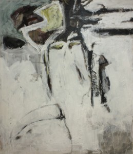 Opferstein - Acryl, Papier auf Leinwand, 140 x 120 cm