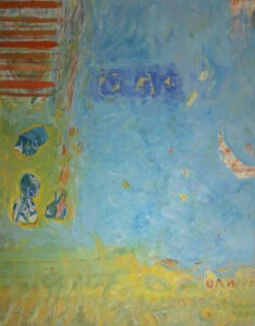 o.Titel, Öl u. Farbstifte auf Leinwand, 160 x 120 cm