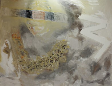 Idee und Tat, Öl, Grafit, Kohle auf Leinwand 120 x 160 cm
