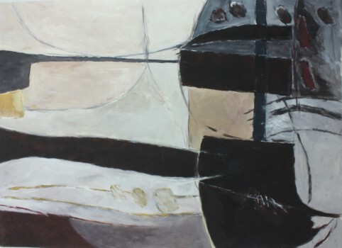 Schwarze Segel - Dispers. auf Pappe 90 x 120 cm