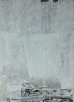 Vorm Fenster Schnee - Dispers. auf Pappe 100 x 80 cm