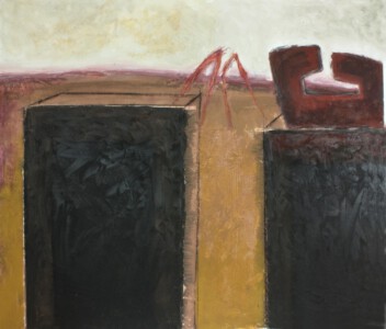 Orakelstätte - Acryl, Quarzsand auf Leinwand, 140 x 120 cm