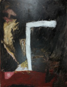 o.Titel, Acryl, Papierapplikation auf Leinwand, 150 x 120 cm