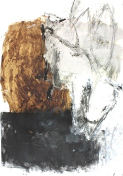 o.T. - Pigmente, Grafit, Dispersion auf Papier, 100 x 70 cm